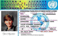 International drivers license plastic card.